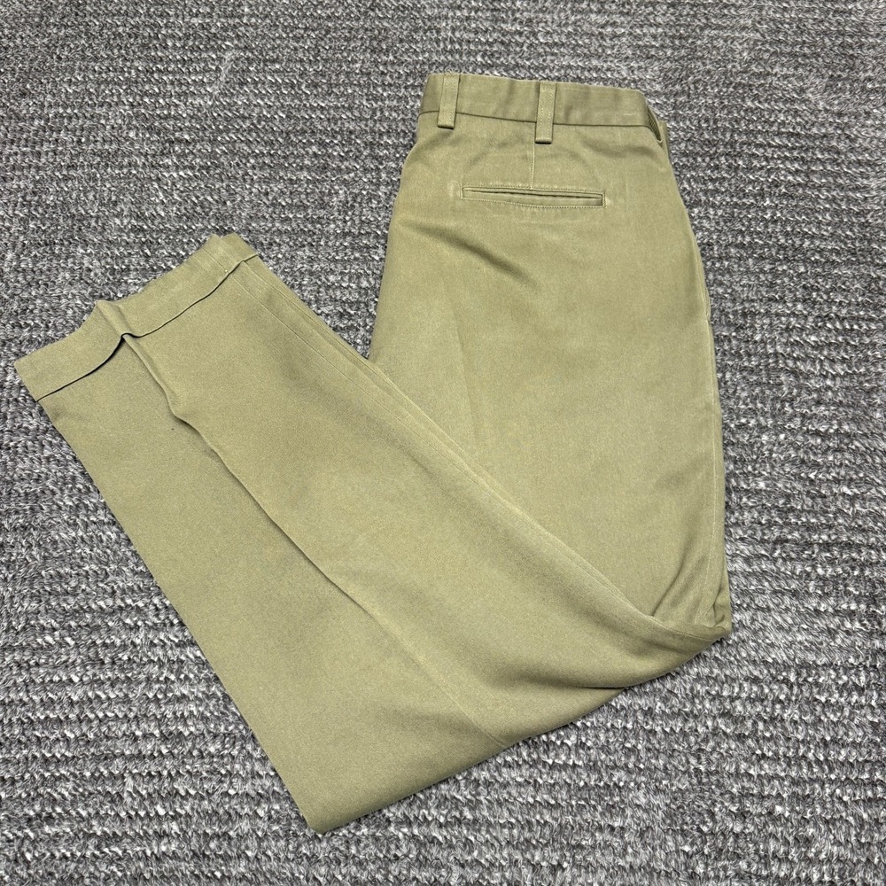 Callaway‎ Mens Golf Pleated Pants 38W 31L Olive Green Pima Cotton Polyester